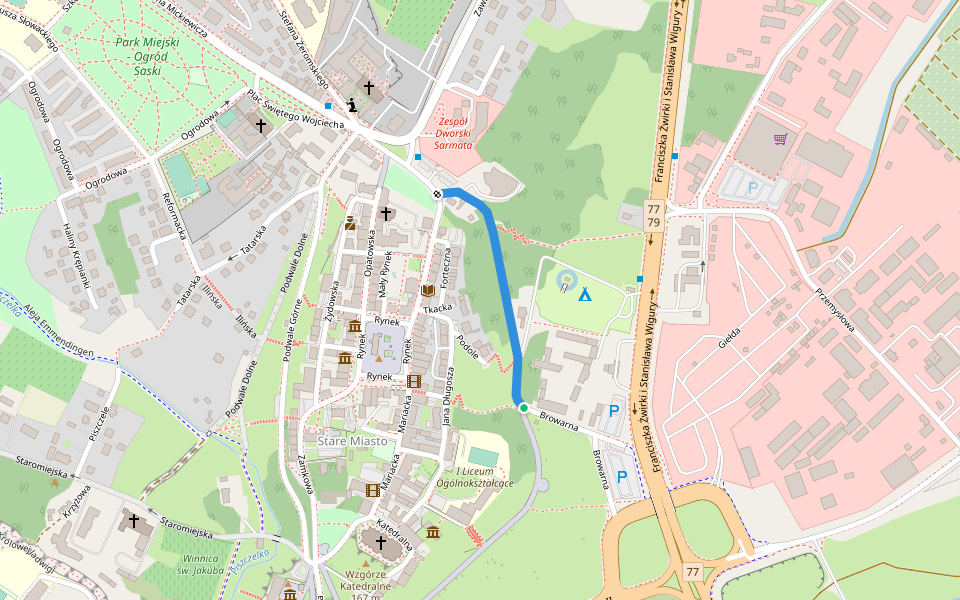 Browarna walking route map in Sandomierz