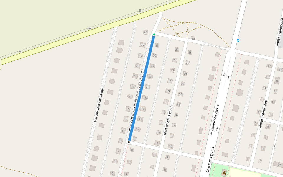 улица 60 лет СССР walking route map in Daleke