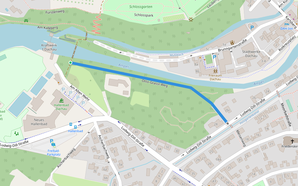 Otto-Grassl-Weg walking route map in Dachau