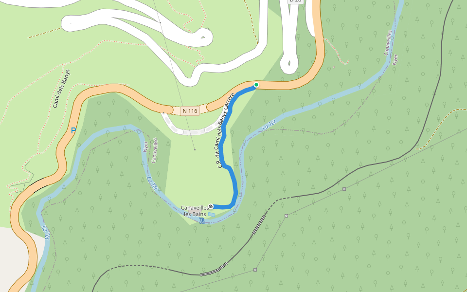 C.R. dit Camí dels Banys Carrére walking route map in Canaveilles