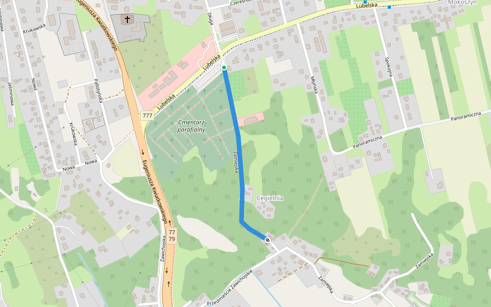 Zamiejska walking route map in Sandomierz
