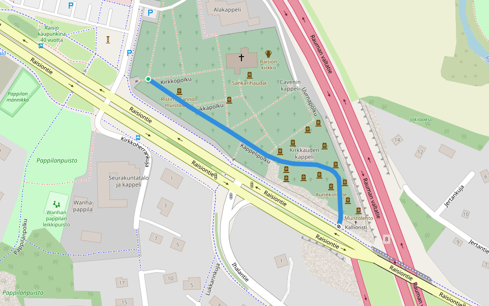Kappelipolku walking route map in Raisio