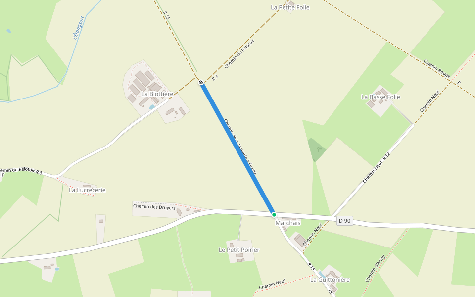 Chemin de la Janverie à Évaillé walking route map in Maisoncelles