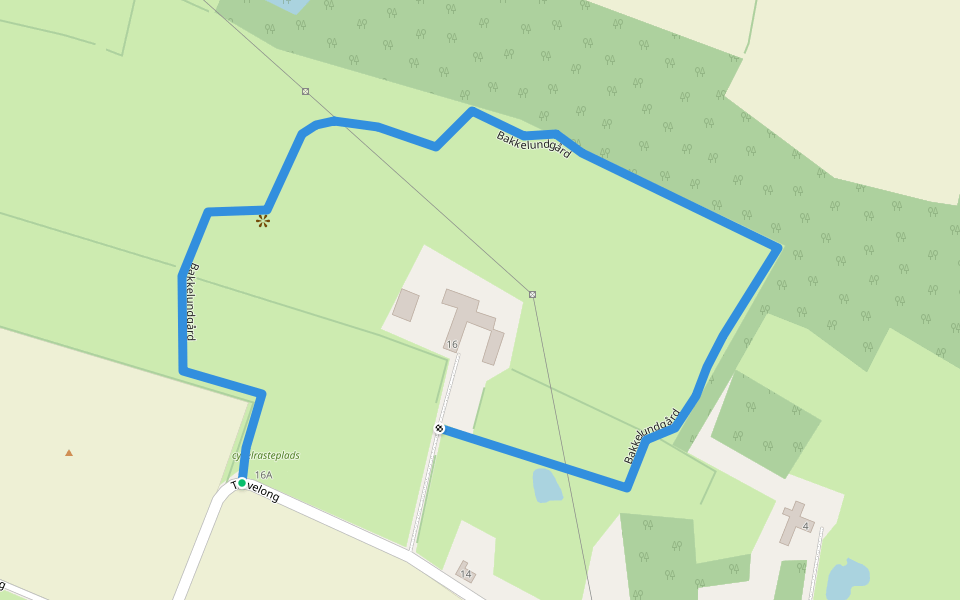 Bakkelundgård walking route map in Stenstrup