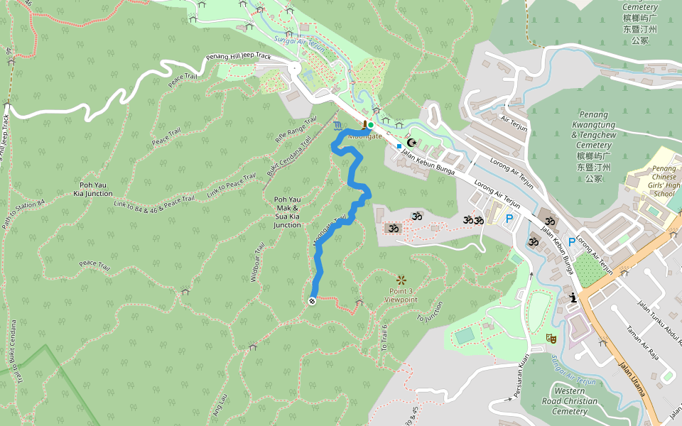 Moongate Trail walking route map in George Town