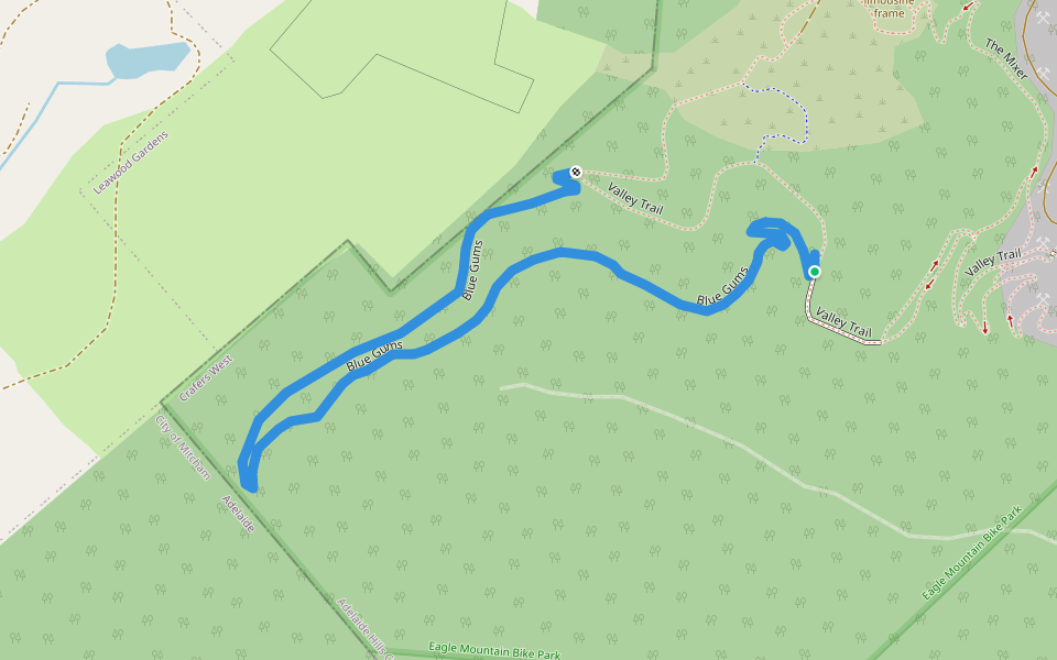 Blue Gums walking route map in Crafers West