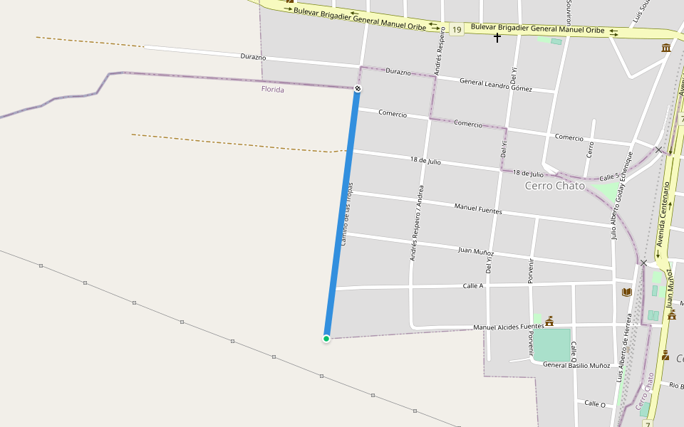 Camino de las Tropas walking route map in Cerro Chato