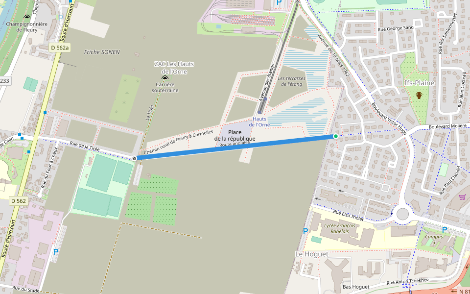 Route anglaise walking route map in Ifs