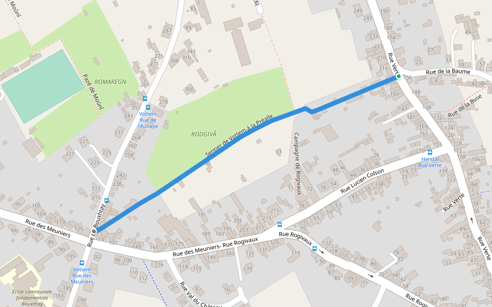 Sentier de Vottem à la Préalle walking route map in Herstal
