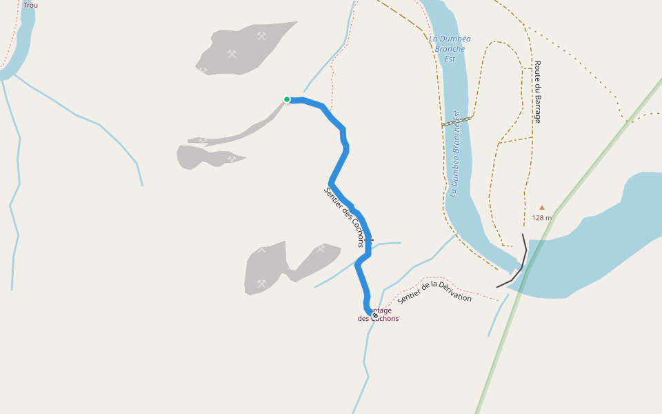 Sentier des Cochons walking route map in Dumbea