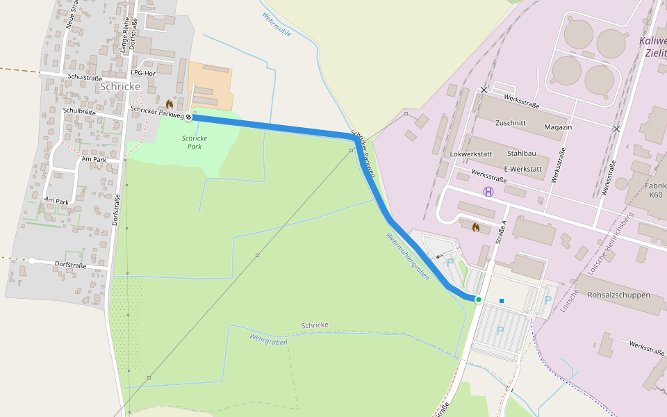 Schricker Parkweg walking route map in Zielitz