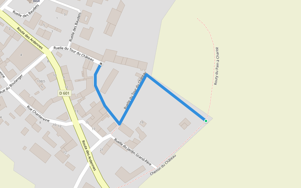 Ruelle du Tour du Château walking route map in Nizy-le-Comte