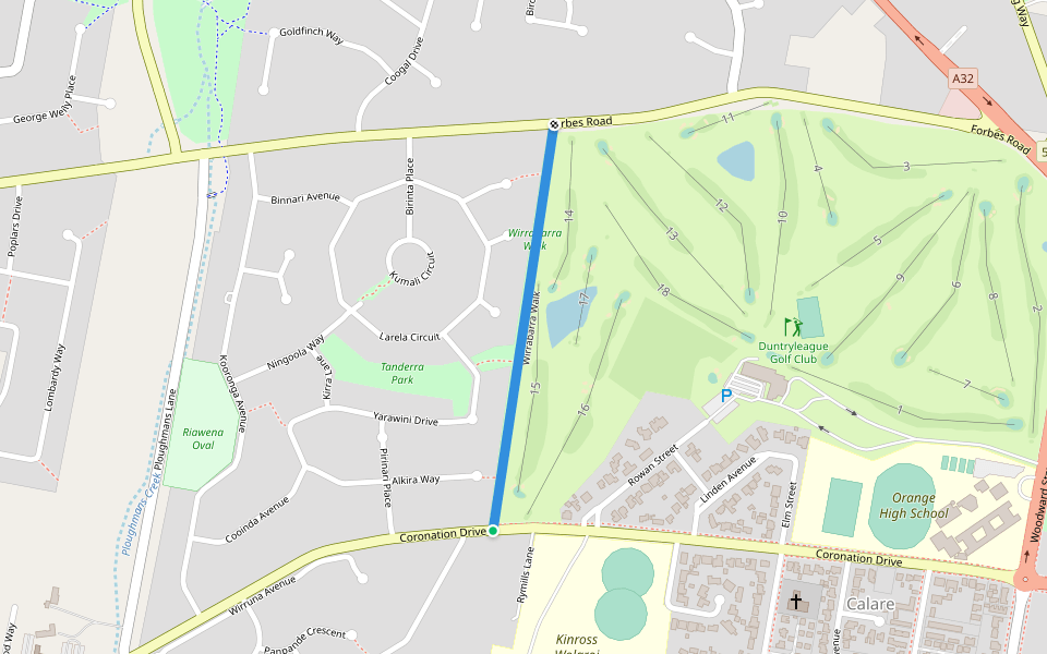 Wirrabarra Walk walking route map in Orange