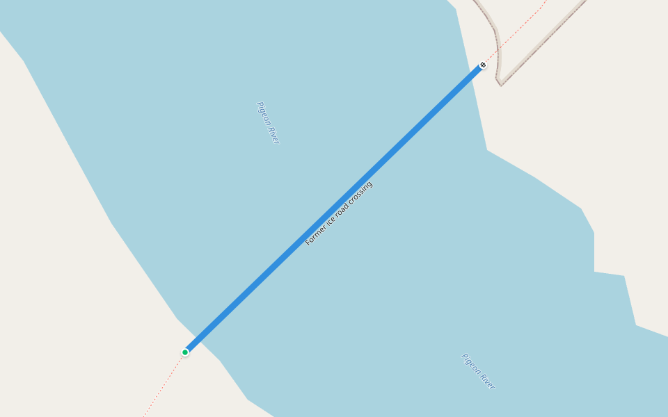 Former ice road crossing walking route map in Gimli