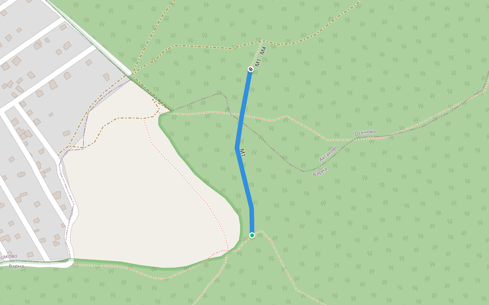 М1 walking route map in Varna