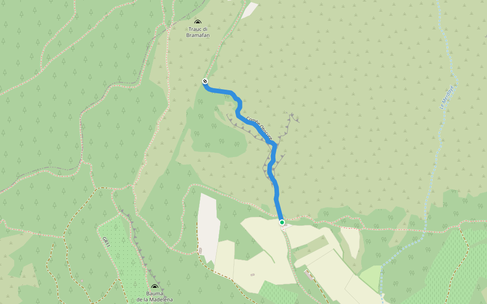 Combe Obscure walking route map in Bédoin