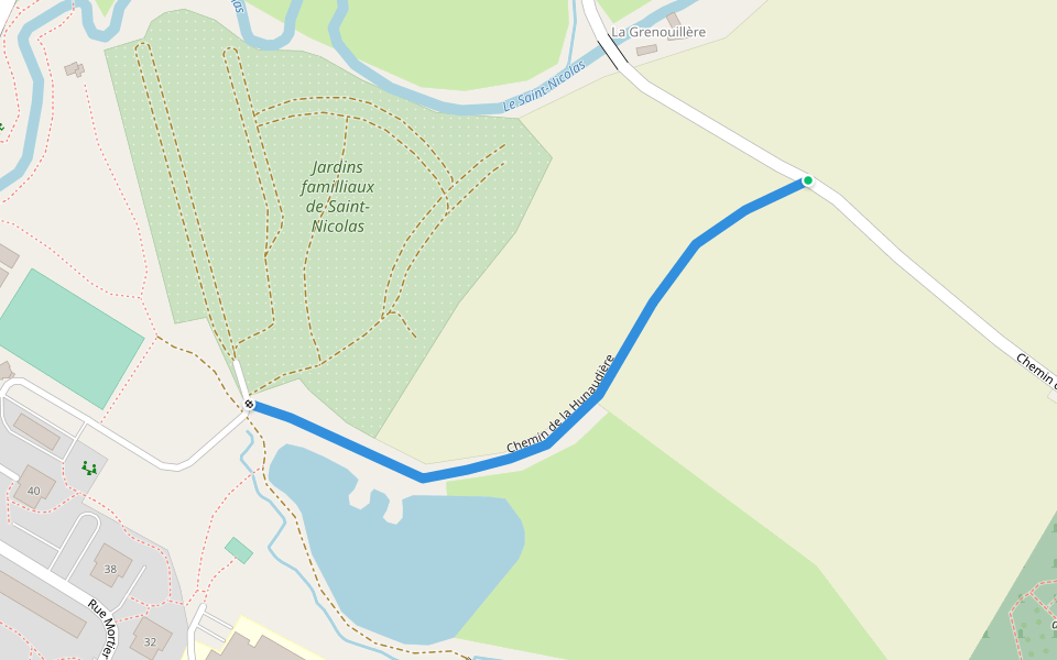 Chemin de la Hunaudière walking route map in Laval