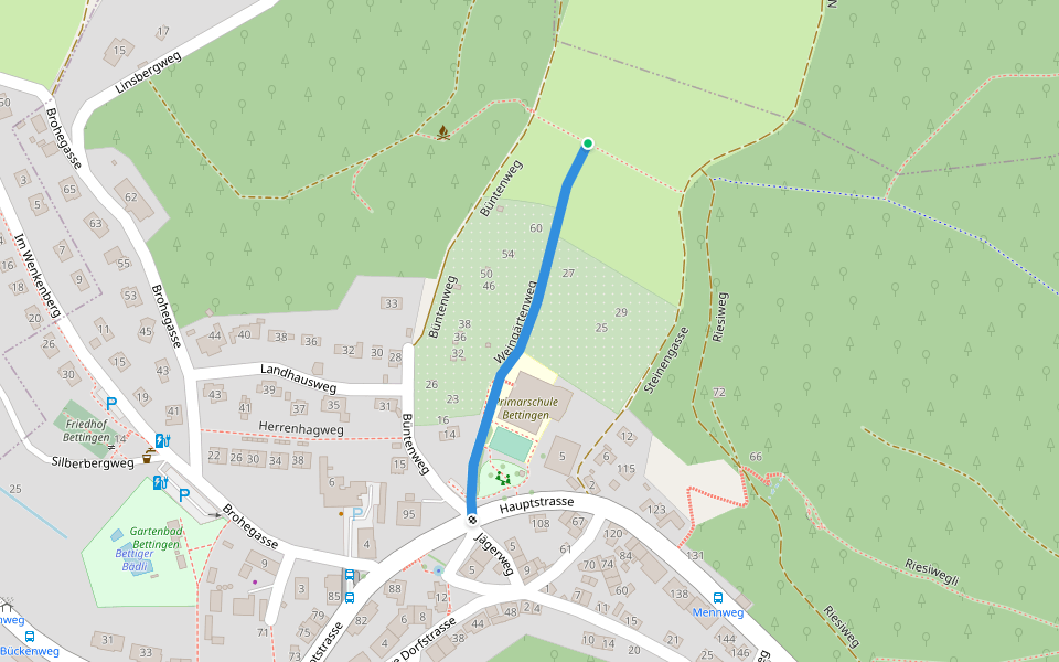 Weingärtenweg walking route map in Bettingen