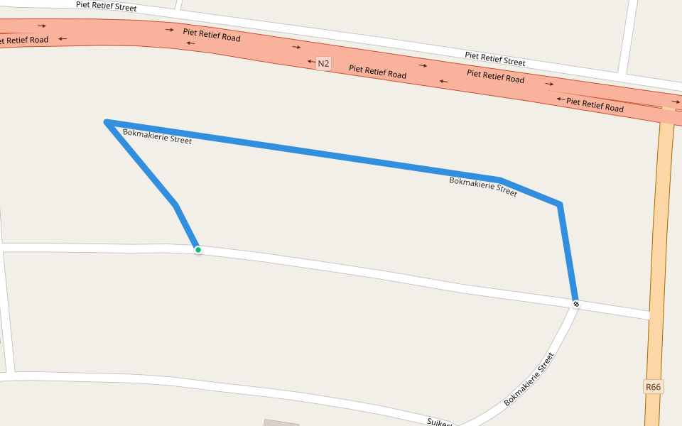 Bokmakierie Street walking route map in Pongola