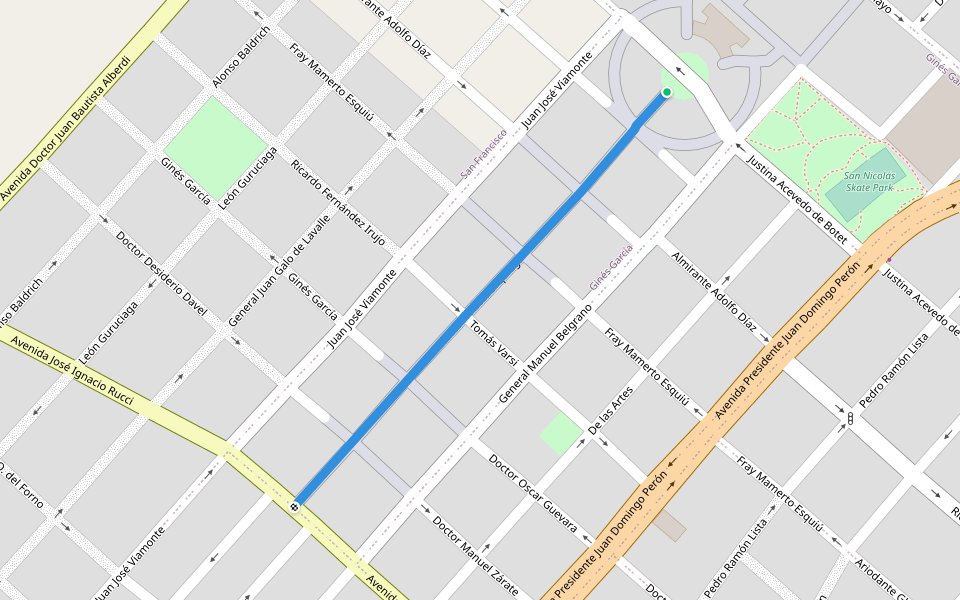 Peatonal Astul Urquiaga walking route map in San Nicolás de Los Arroyos