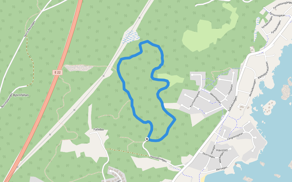 Havslättslingan walking route map in Södra Kvill