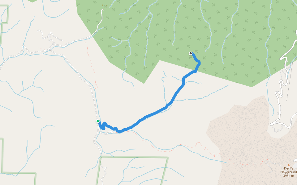 The Crags Trail walking route map in Divide