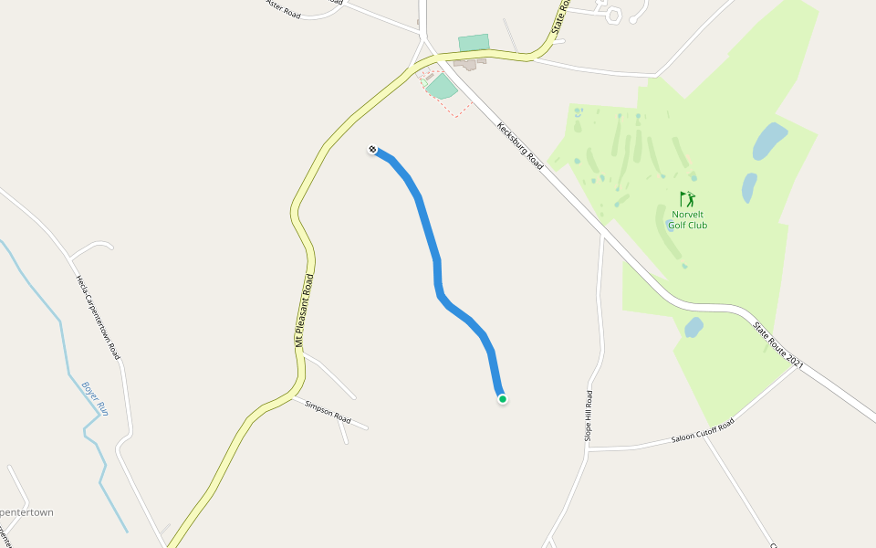 Norvelt-Kecksburg Road walking route map in Mount Pleasant