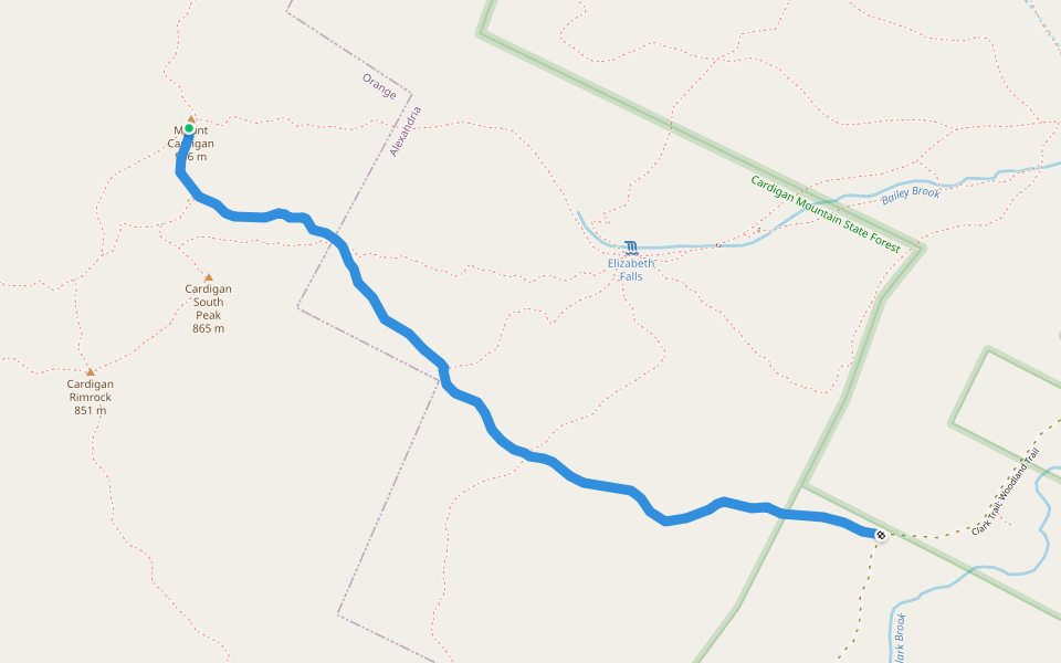 Clark Trail walking route map in Orange