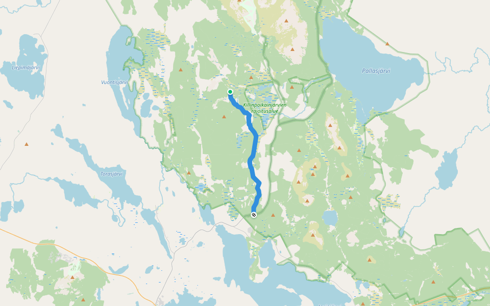Mäntyrova-Laaksivaara walking route map in Muonio