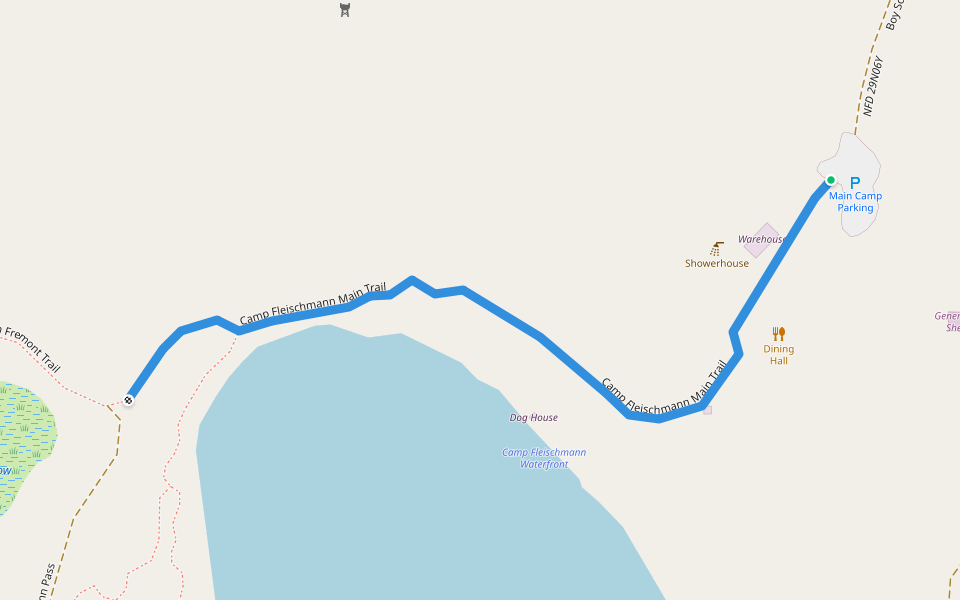 Camp Fleischmann Main Trail walking route map in Chester