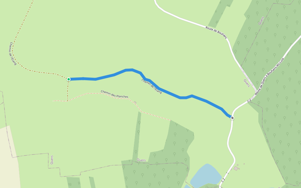 Chemin de l'Étang walking route map in Quers