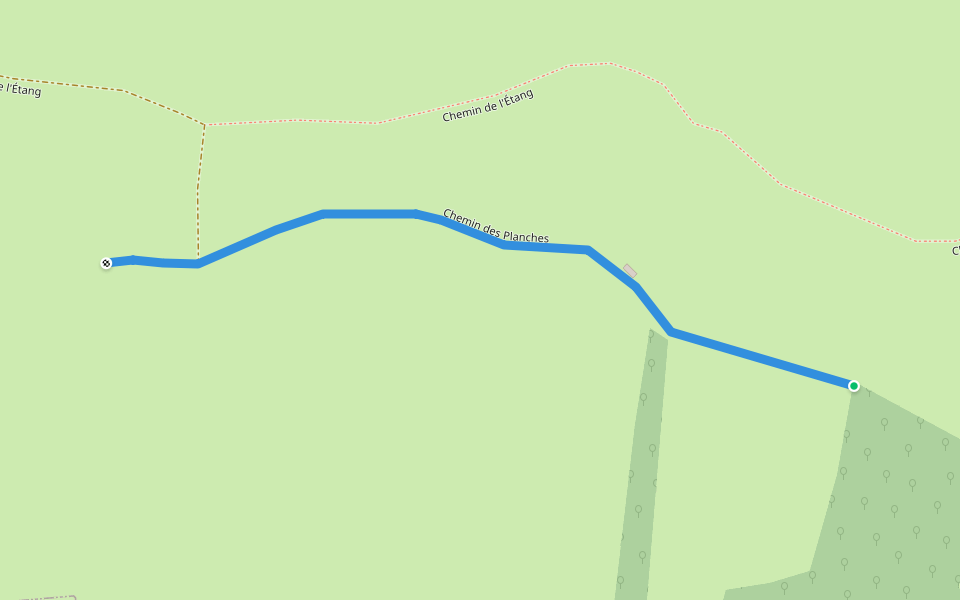 Chemin des Planches walking route map in Quers