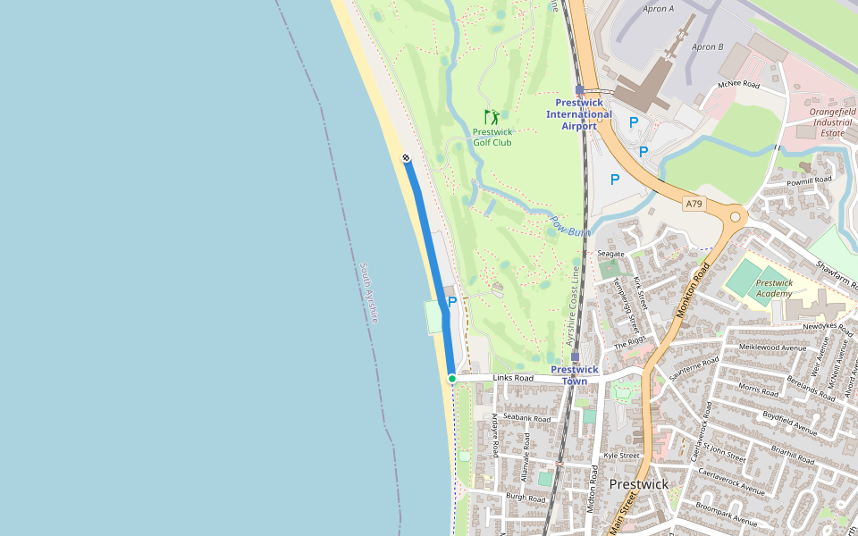 Esplanade walking route map in Prestwick