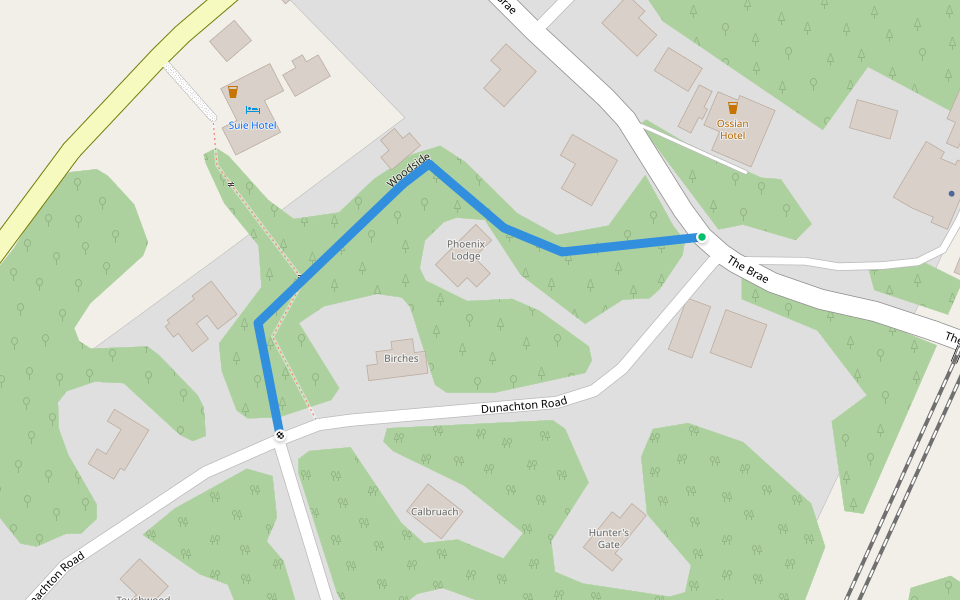 Woodside walking route map in Kincraig