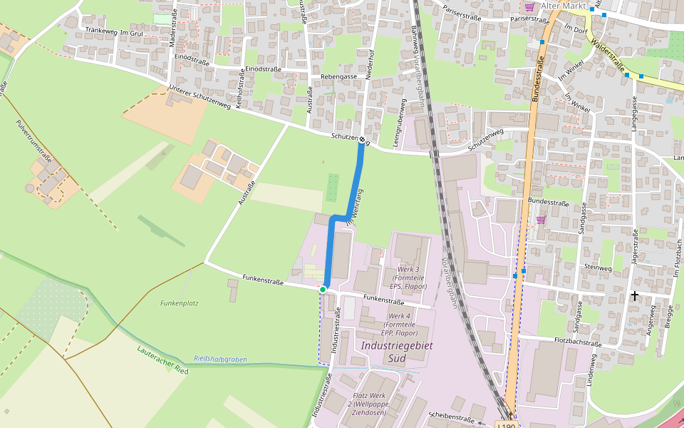 Im Wehrfang walking route map in Lauterach