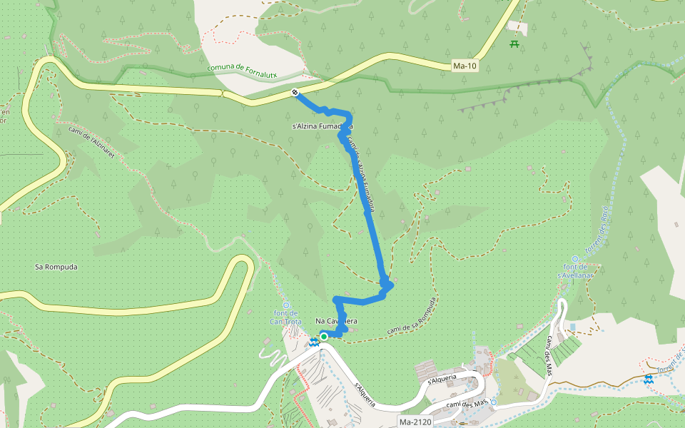 camí de s'Alzina Fumadora walking route map in Fornalutx