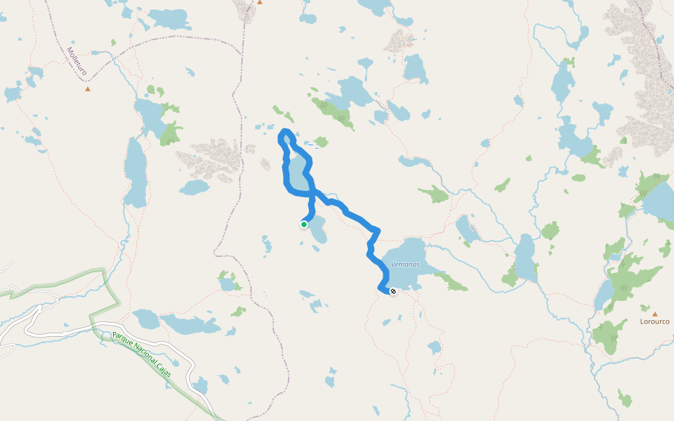 Sendero al rededor de Ventanas y Cascarillas walking route map in Hacienda Cancan