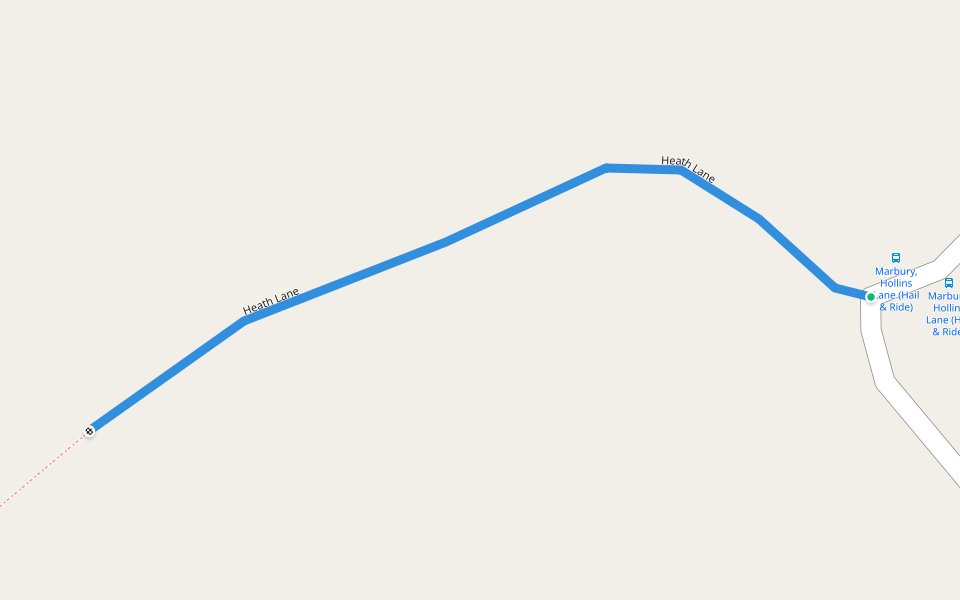 Heath Lane walking route map in Marbury