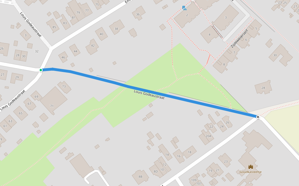 Louis Godeaustraat walking route map in Halle