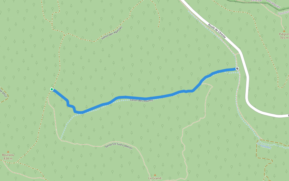 Vallon des Roumis walking route map in Vitrolles-en-Lubéron