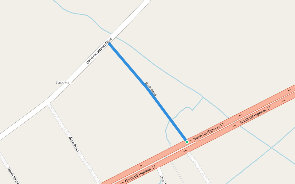 Bash Road walking route map in McClellanville