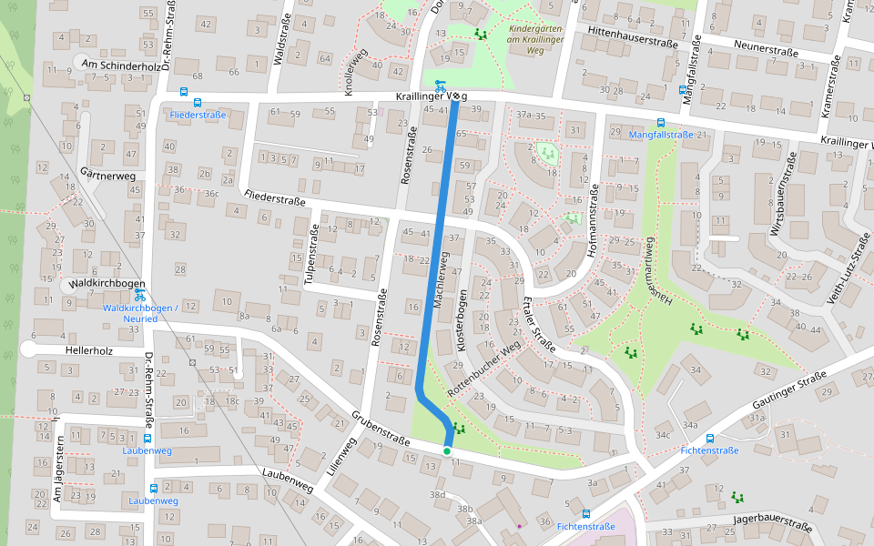 Mächlerweg walking route map in Neuried
