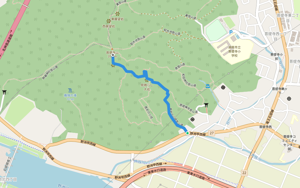 歴史の小径登山道 walking route map in Konan