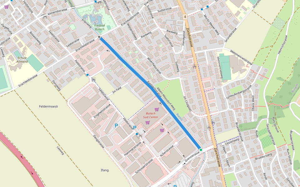 Rietbachstrasse walking route map in Bachenbülach
