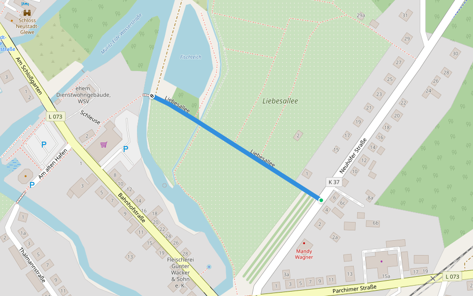Liebesallee walking route map in Neustadt-Glewe