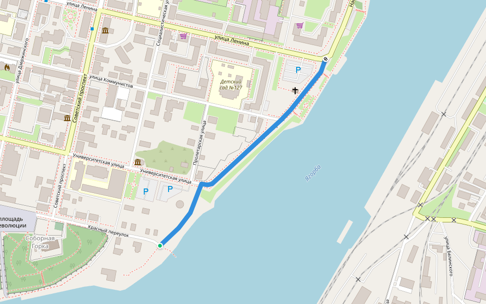 Детская улица walking route map in Megra