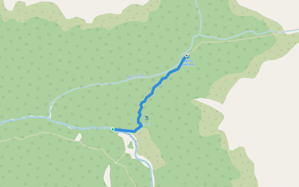 Newton Creek track walking route map in Turiwhate