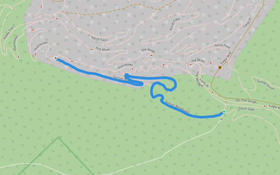 Sunset Boulevard walking route map in Crafers West