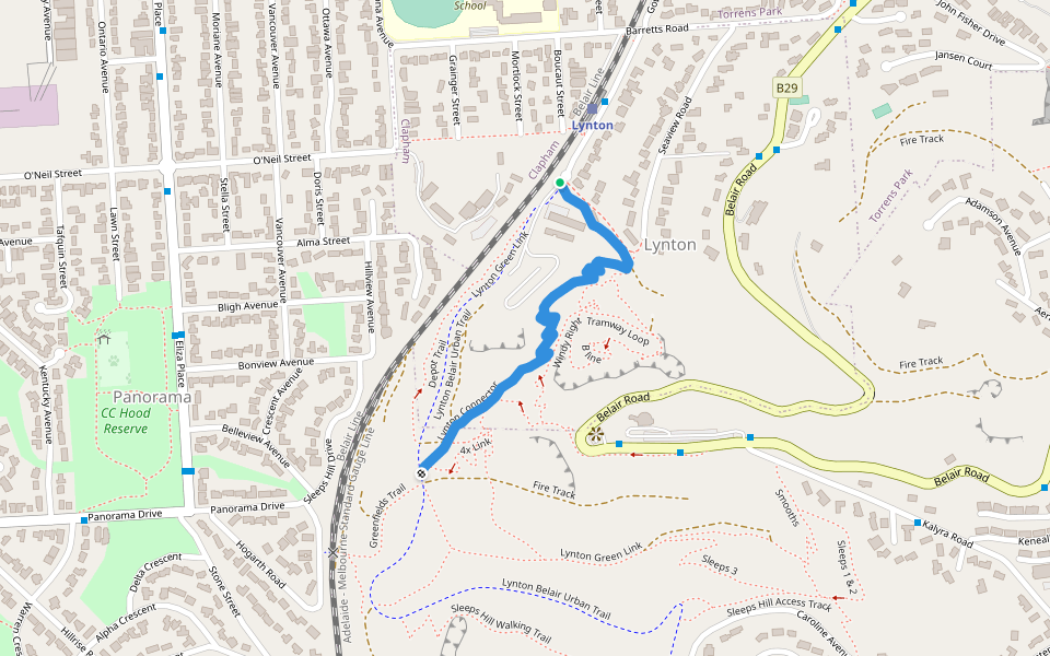 Lynton Connector walking route map in Clapham
