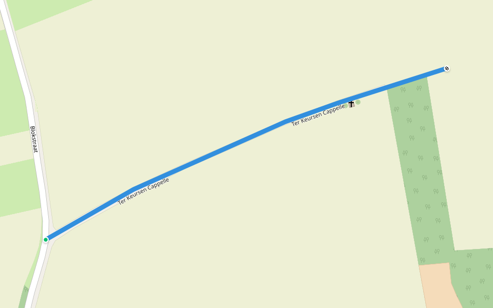 Ter Keursen Cappelle walking route map in Gavere